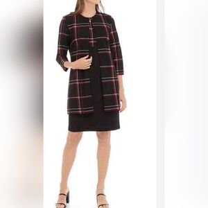 Danny & Nicolee Sz.8 lack and Red Plaid Mini Dress with Matching Jacket